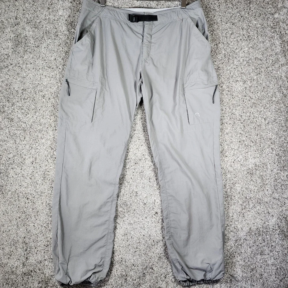 Mountain Hardwear Hiking Pants Womens 14 Gray Cargo Belted Outdoor Excellent